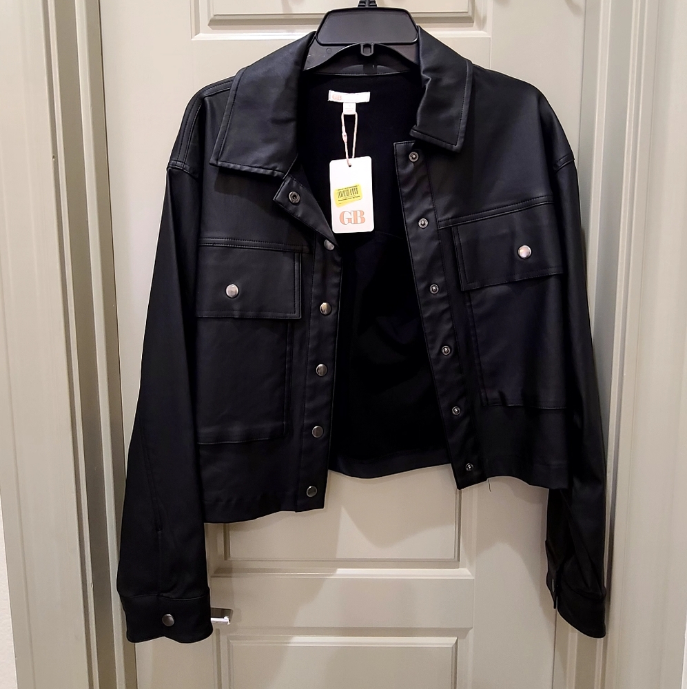 Gianni Bini Womens Coated Faux Leather Jacket